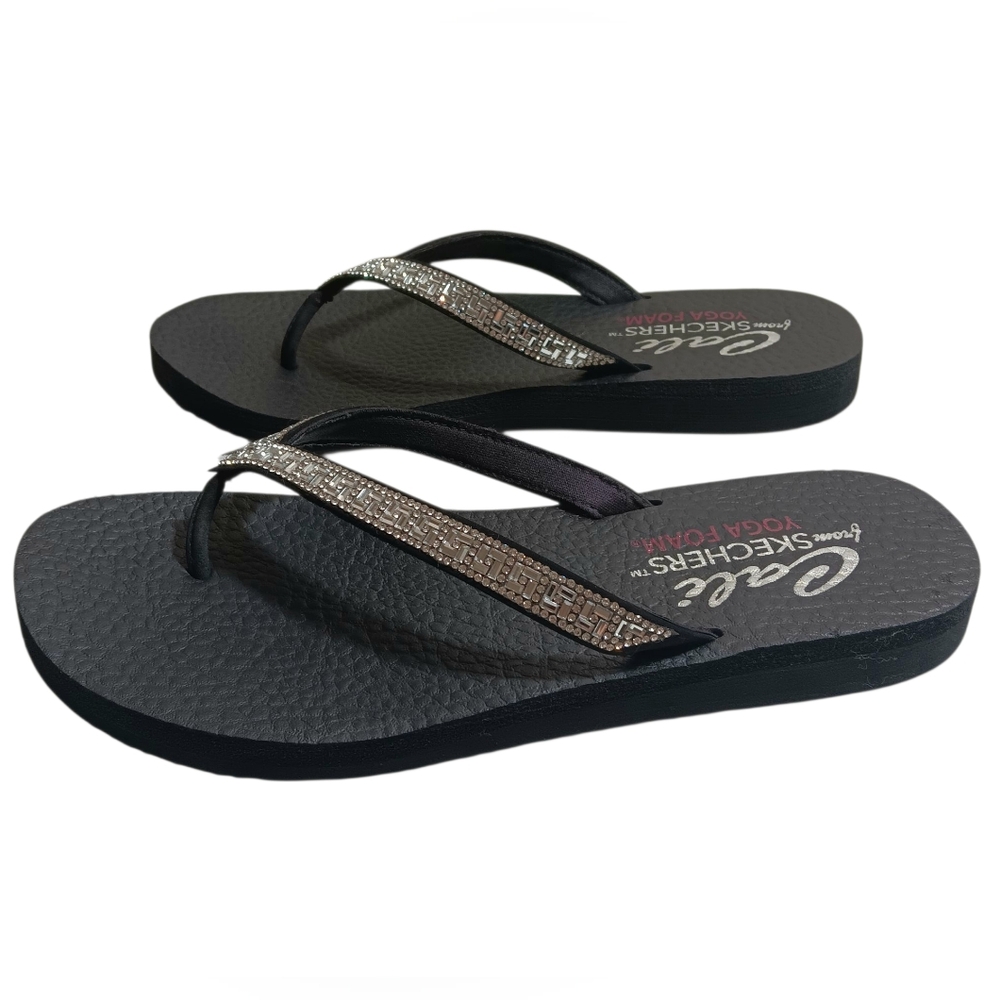 Skechers Women's Black Sandals with Silver Accents